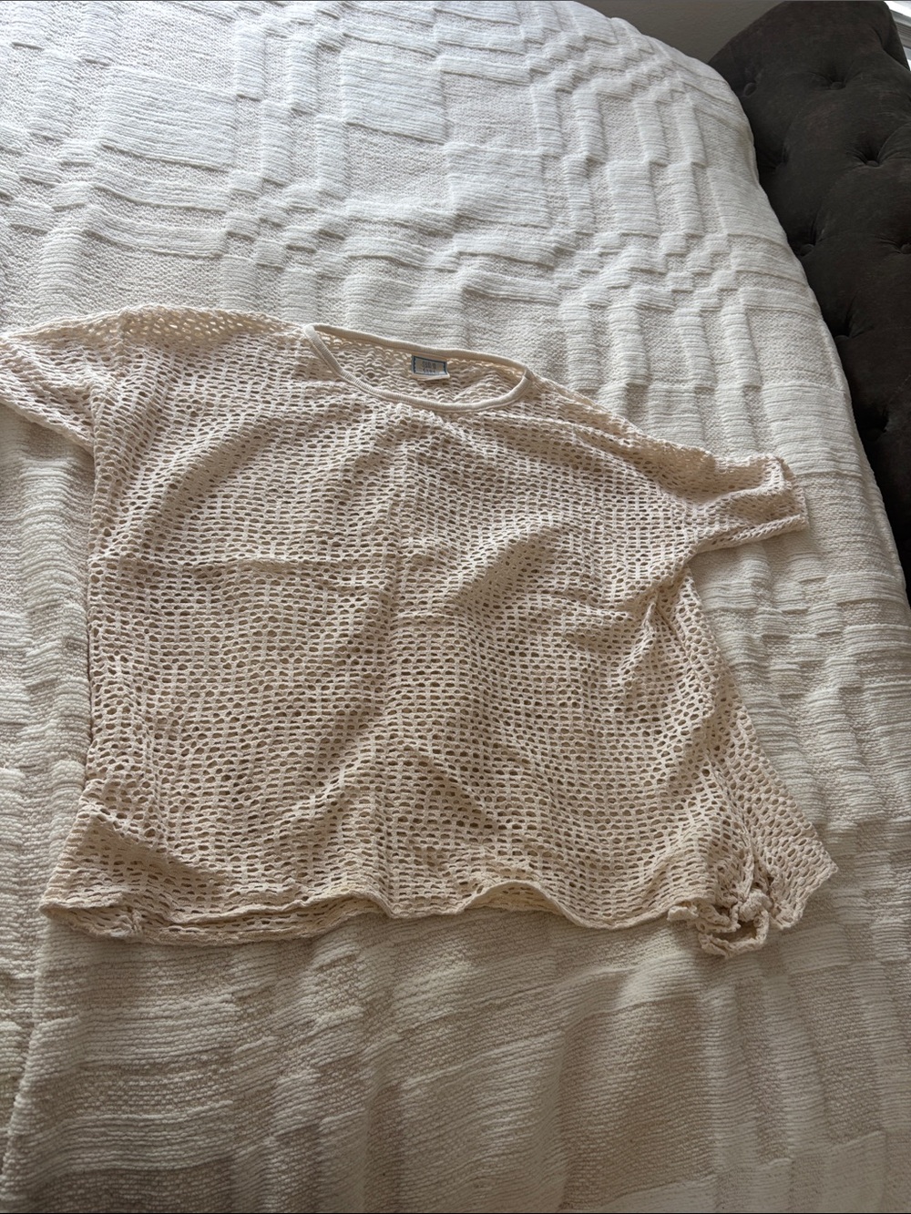 Lightweight Open-Knit Cream Top